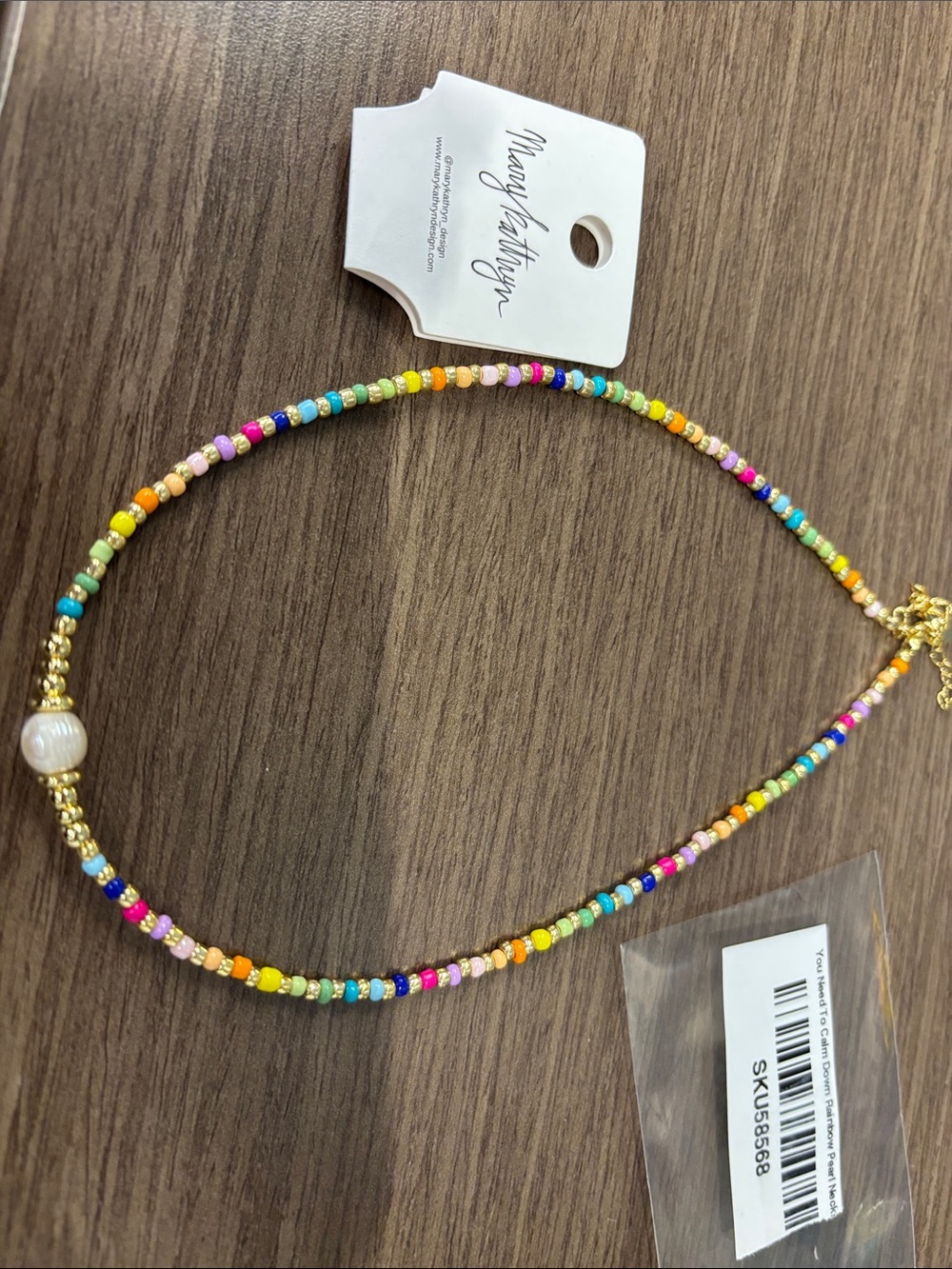 Mary Kathryn Multicolor Beaded Necklace with Pearl Accent.